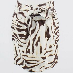 NWT White brown zebra 100% linen BANANA REPUBLIC A-line skirt 2